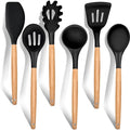 Kitchen Utensils Set of 6, Silicone Cooking Utensils with Wooden Handle, Non-Stick Cookware & Heat Resistant, Include...