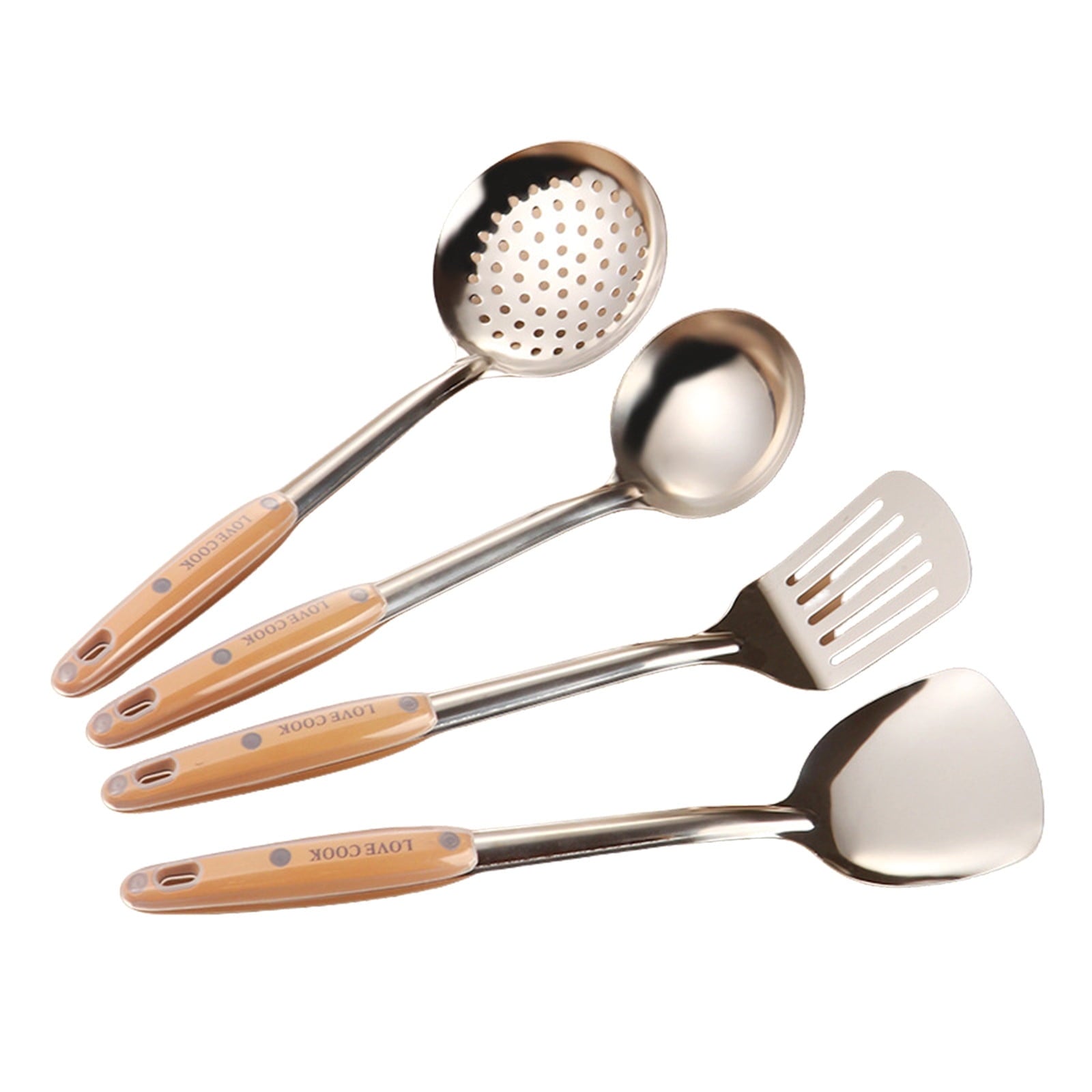 Stainless Steel Kitchen Utensils Set, 4 Pcs Kitchen Utensils Set, Heat Resistant Metal Kitchen Tools, Easy to Clean