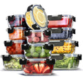 24pc Glass Food Storage Containers with Lids, Airtight Glass Meal Prep Containers, Oven, Microwave & Freezer Safe Gla...