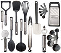 23 Pieces Cooking Utensils Set, Kitchen Utensils Sets of Nylon and Stainless Steel Utensils Set Pack of 1, Black Uten...