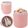 Food Jar For Kids with Foldable Spoon 17.9 oz Stainless Steel Thermal Food Container Food Thermos(Pink)