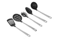 Mainstays Stainless Steel and Nylon Kitchen and Cooking Utensil Set, Spoon, Spatula, Ladle, Pasta Spoon and Skimmer Assorted Colors