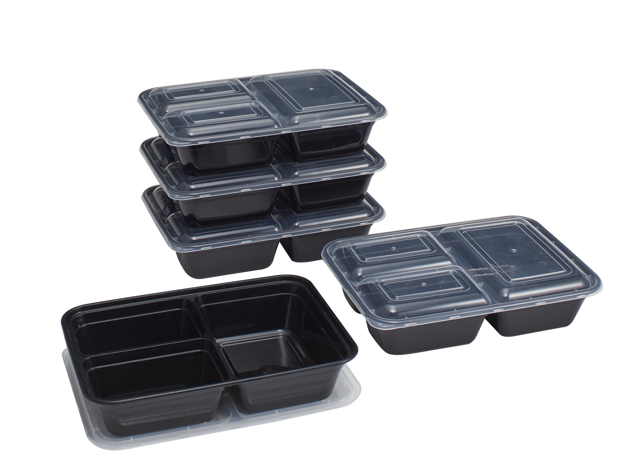 5-Pack Prep Containers with 3 Compartments and Lids, BPA-Free, Leak-Resistant, Microwave Safe, Made for Family s and ...