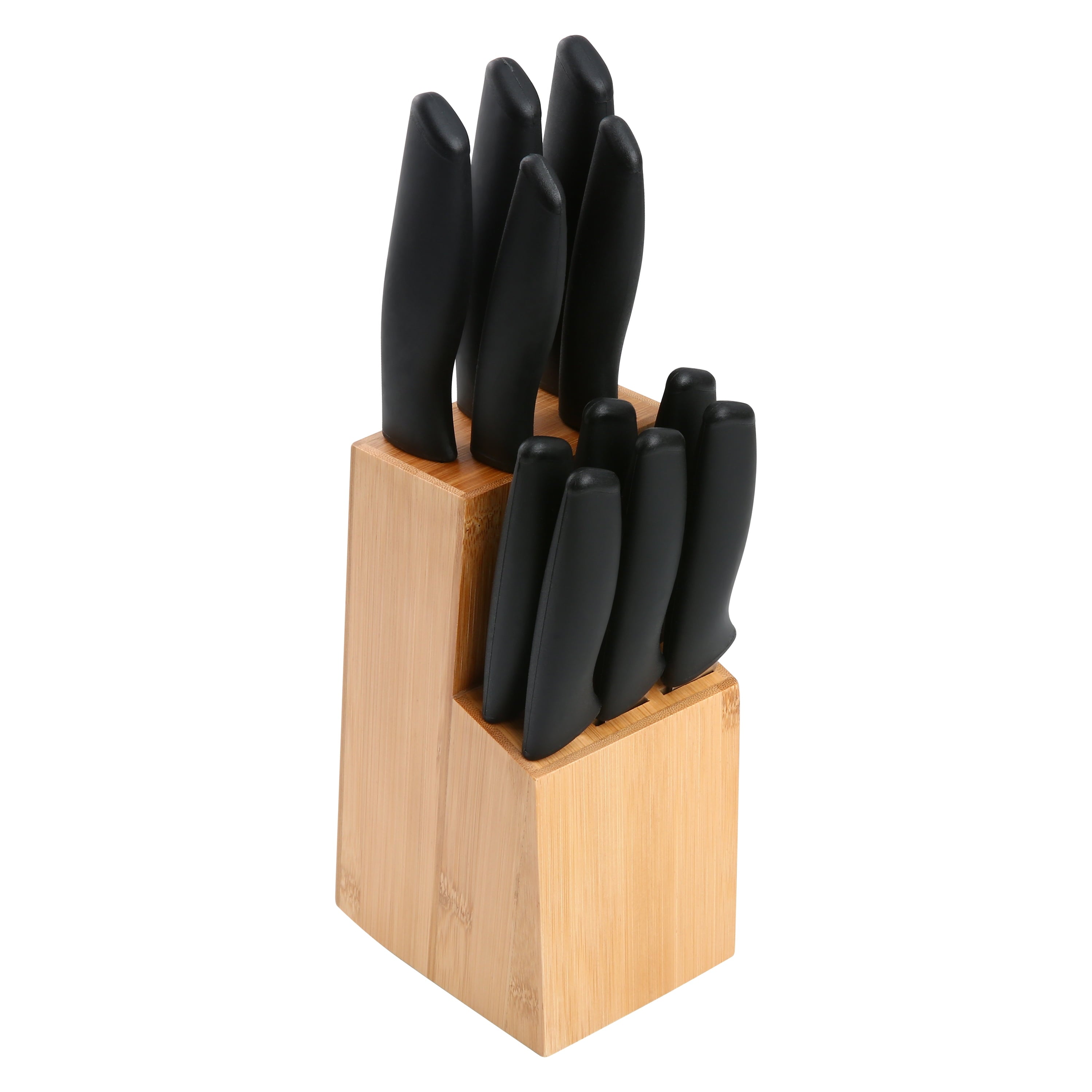 12 Piece Cutlery Set with Soft Grip Handles and Bamboo Storage Block