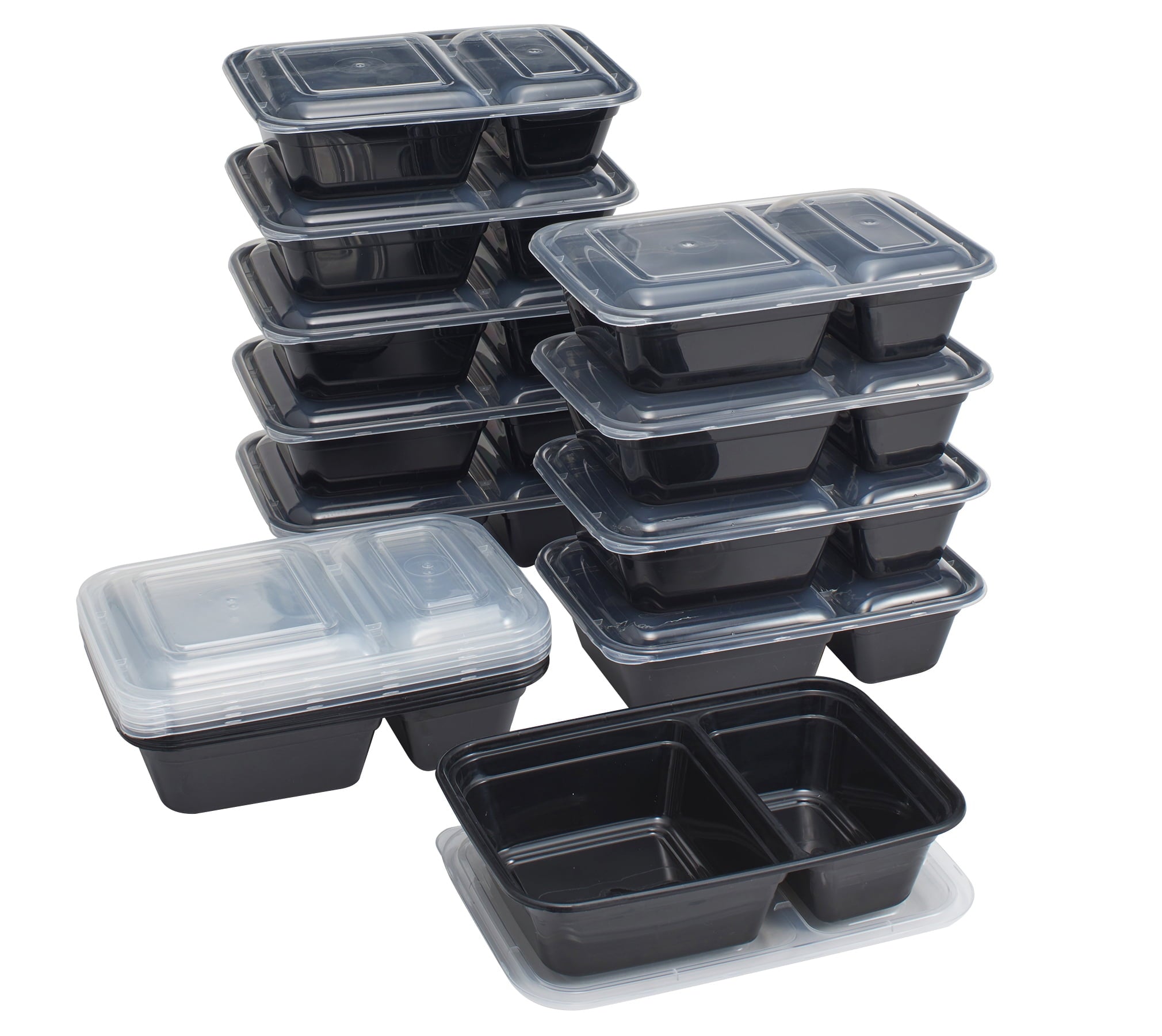 15-Pack Prep Containers with 2 Compartments and Lids, BPA-Free, Leak-Resistant, Microwave and Dishwasher Safe, Best U...