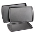 3pc Steel Nonstick Cookie Sheet Bakeware Set, 11" x 17", 10" x 15", 9" x 13", Gray