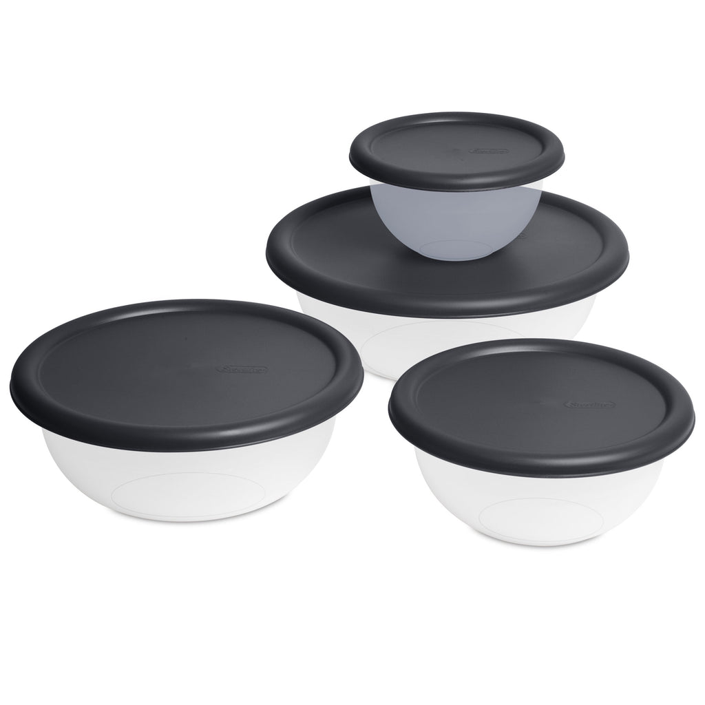 Mainstays 8 Piece Covered Bowl Set, 8 Piece Covered Bowl Set, Dark Gray
