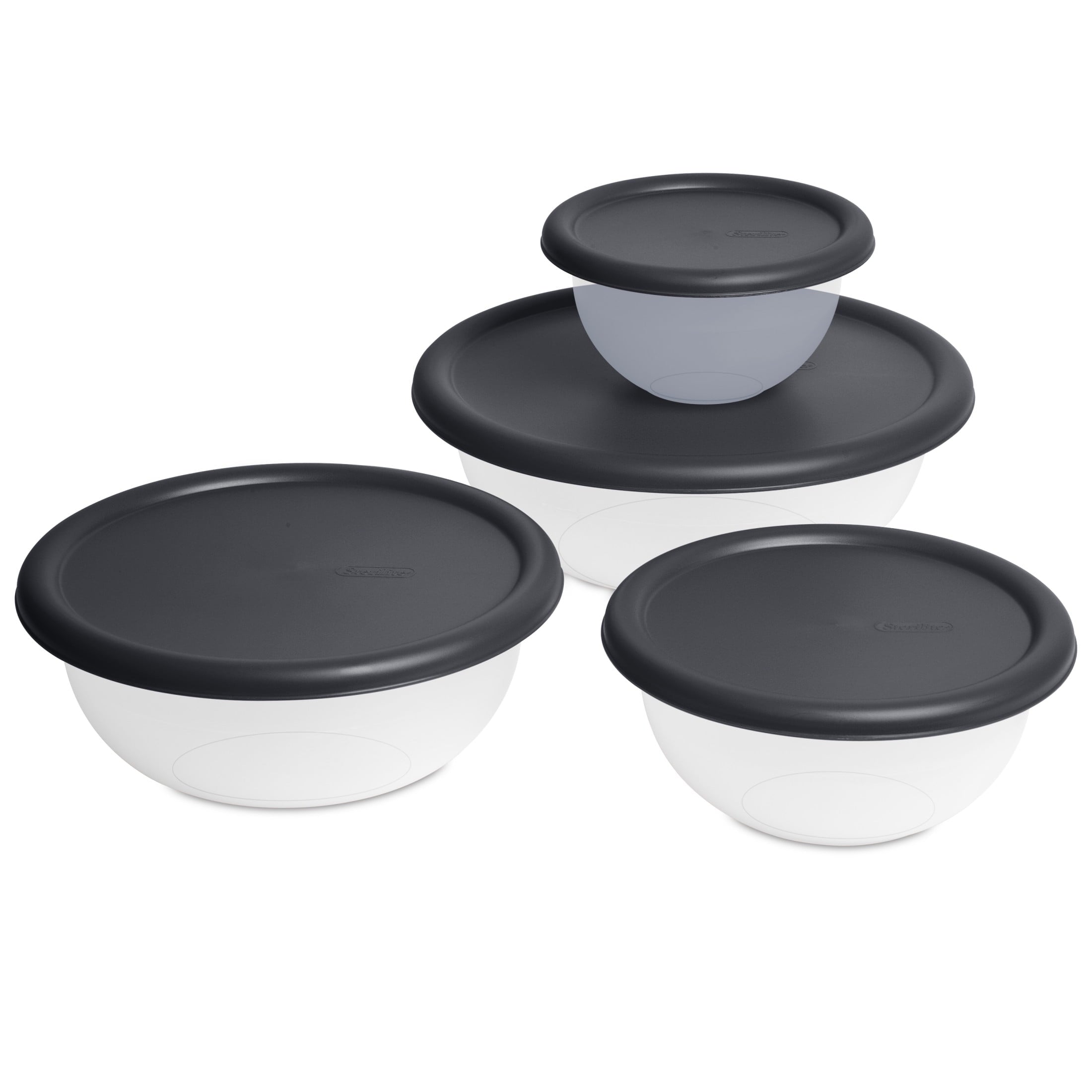 Mainstays 8 Piece Covered Bowl Set, 8 Piece Covered Bowl Set, Dark Gray