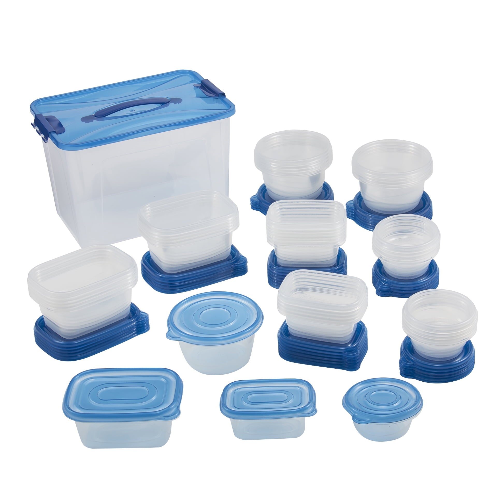 Mainstays Semi Durable 92pc Plastic Food Storage Container set, Ideal Use for Refrigeration Storage and Organization, Meal Prep, and Batch C