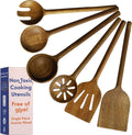 6-Piece, Glue-Free & One-Piece Wooden Spoons, Natural Wooden Set with Plant-Based Finish, Free of Chemicals.