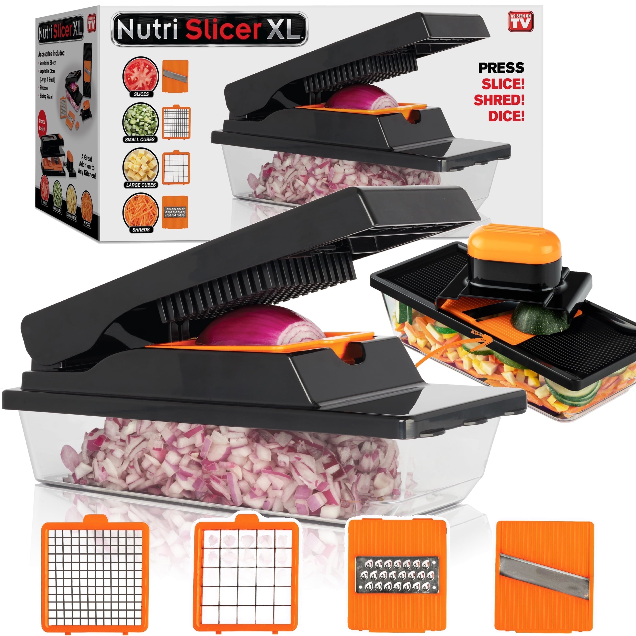 Slicer Vegetable Chopper Cheese Grater Kitchen Food Dicer Veggie Potato Cutter 4 Blades Black