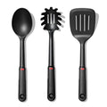 3-Piece Nylon Utensil Set, Black Spoon, Spaghetti Server & Slotted Turner