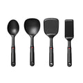 4-Piece Nylon Mini Utensil Set, Black Turner, Spoon, Rice Paddle & Server