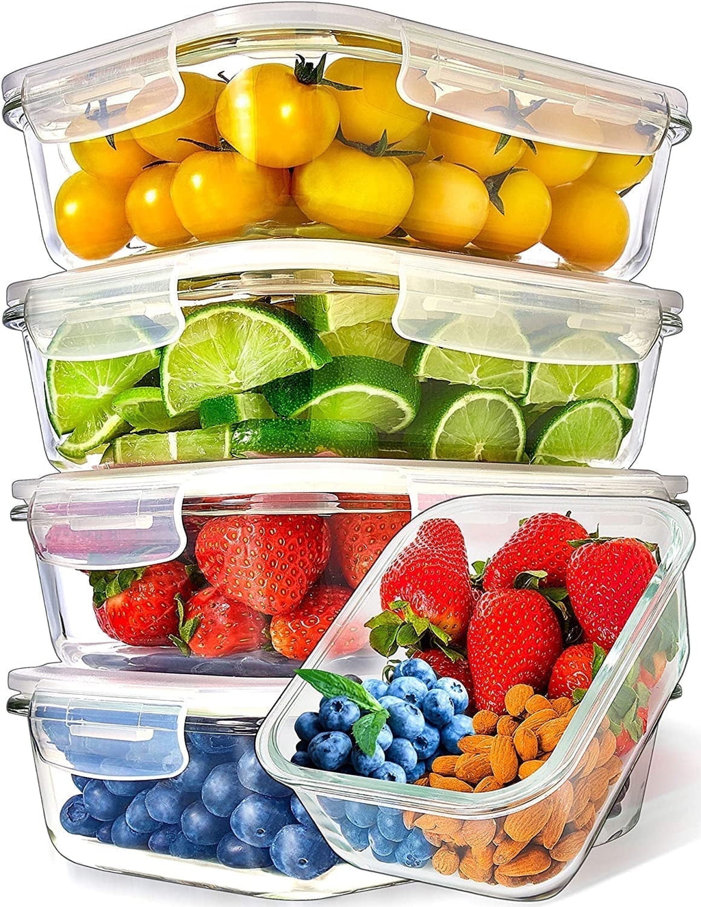 5 Packs Glass Food Storage Containers - Meal Containers, 36 Oz