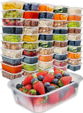 50 pack Plastic Food Storage Container 25 Oz 100% BPA-free - Reusable Plastic Containers with Lids