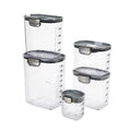 9 Piece Clear Baker's Food Storage Container Set with Accessories, Grey