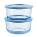 Tinted 4-piece Round Storage Set with Plastic Lids, Blue