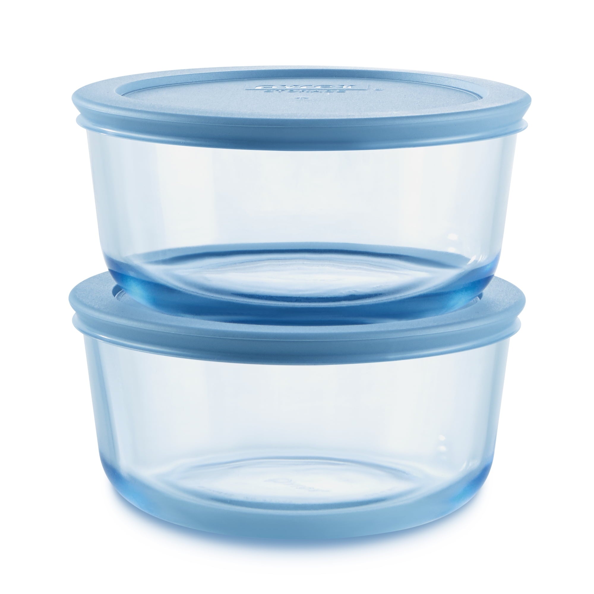 Tinted 4-piece Round Storage Set with Plastic Lids, Blue