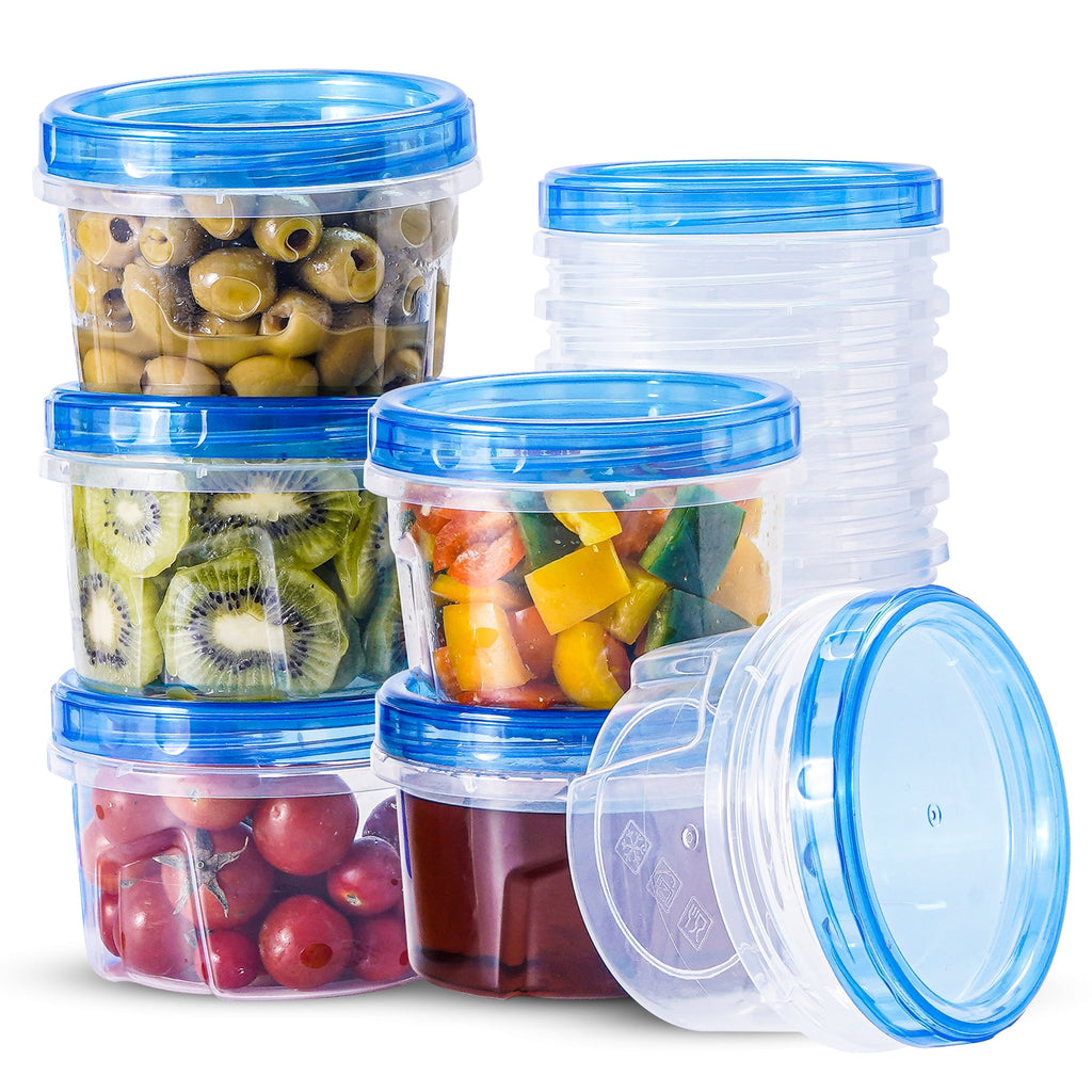 RFAQK 24 PCS Freezer Soup Containers with Lids-12 Plastic 16 oz Deli Containers with 12 Screw Lids-Freezer Safe Storage Containers with Twis