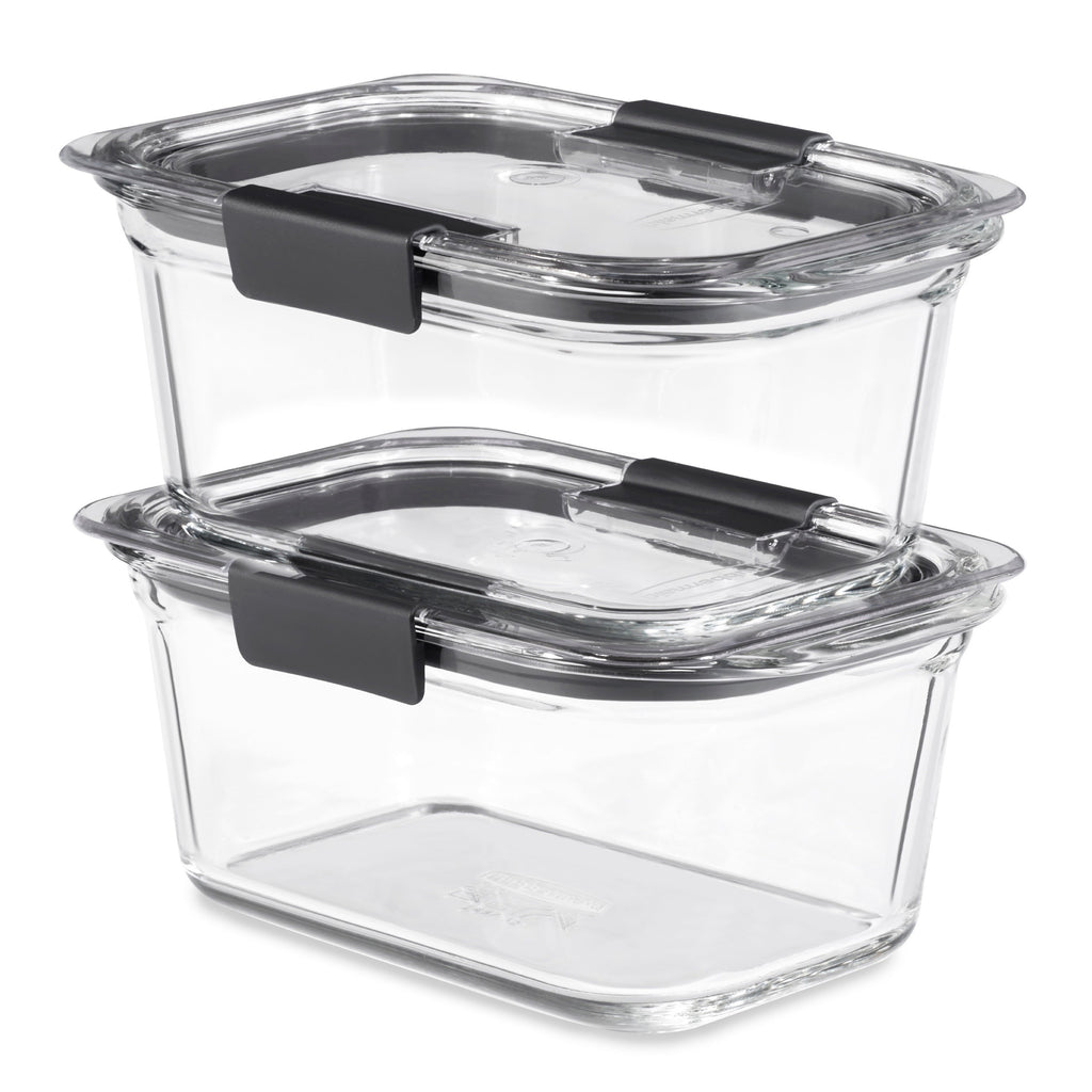 Glass Food Storage Containers, 2-Pack with Lids, Free and Leak Proof, 4.7 Cup, Ideal Use for Meal Prep and Batch Cooking