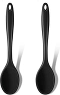 Silicone Cooking Spoons, 2 Pieces 11" Heat Resistant Silicone Kitchen Utensils Set Large Serving Stirring Spoons for Non Stick Cooking, Mixi