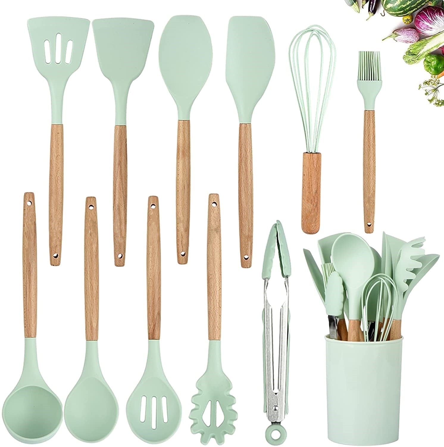 Silicone Cooking Utensil Set, Fungun Non-stick Kitchen Utensil 11 Pcs Cooking Utensils Set, Heat Resistant Cookware