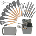 Silicone Cooking Utensils Set, 19Pcs Non-Stick Heat Resistant Kitchen Utensils Spatula Set with Stainless Steel Chef's Knife Set, Cooking, M