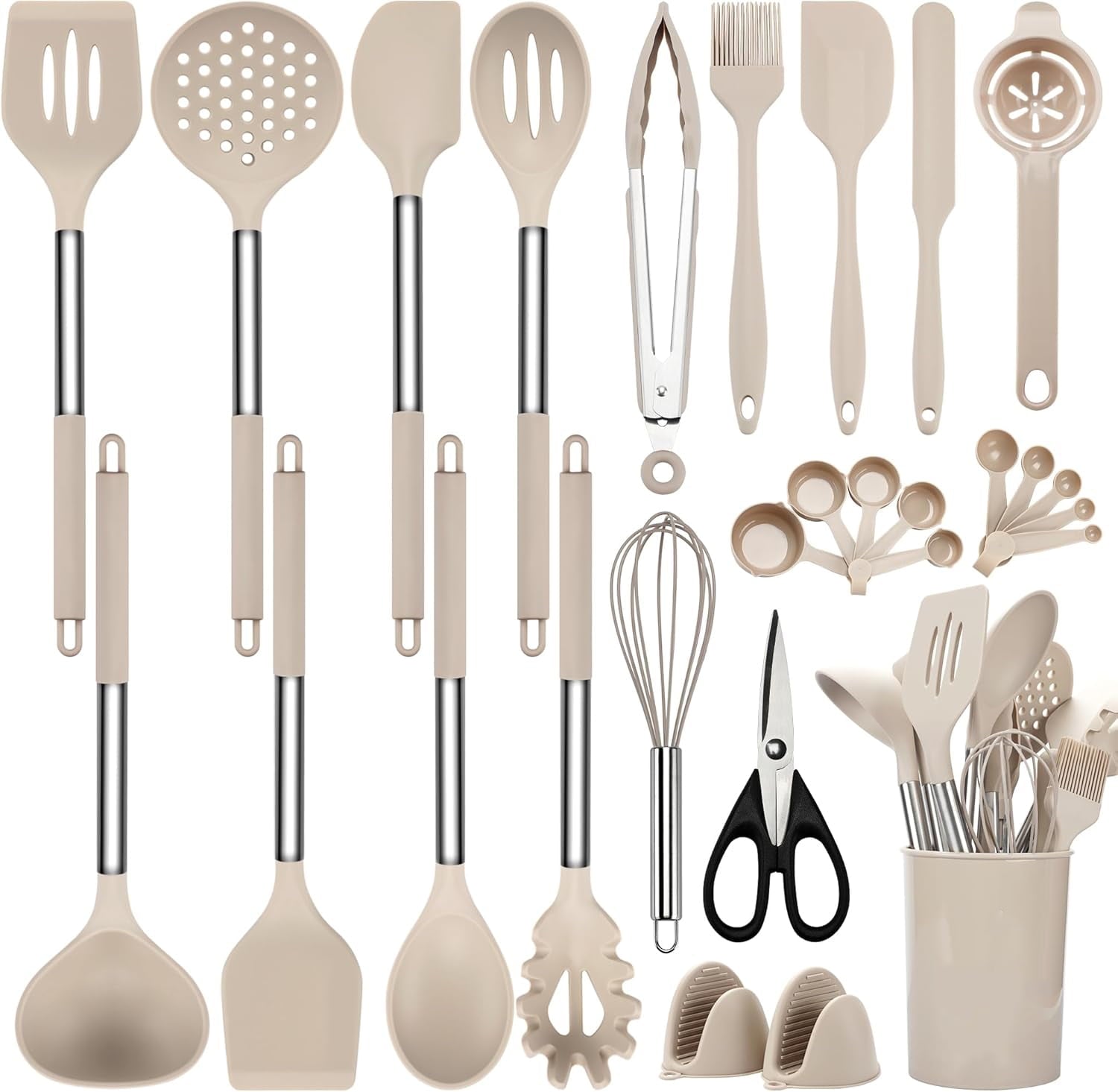 Silicone Cooking Utensils Set, 28 Pcs Kitchen Utensils Set for cooking, Heat Resistant Spatula Set, Food Grade Silico...