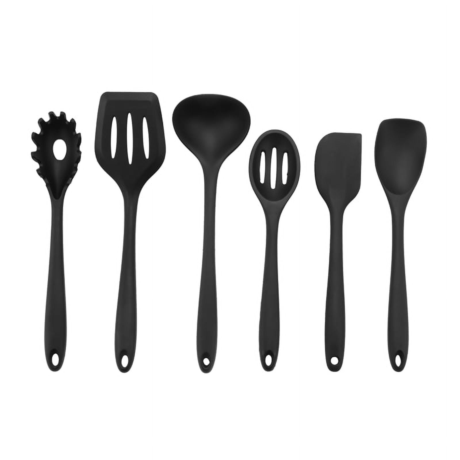 Silicone Cooking Utensils Set,6Pcs Black Heat Kitchen Utensils Set, Kitchen Nonstick253