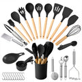 Silicone Cooking Utensils Set, Kitchen Utensils Set 38 Pcs for Cooking, Nonstick Kitchen Utensils Cookware Set Spatul...