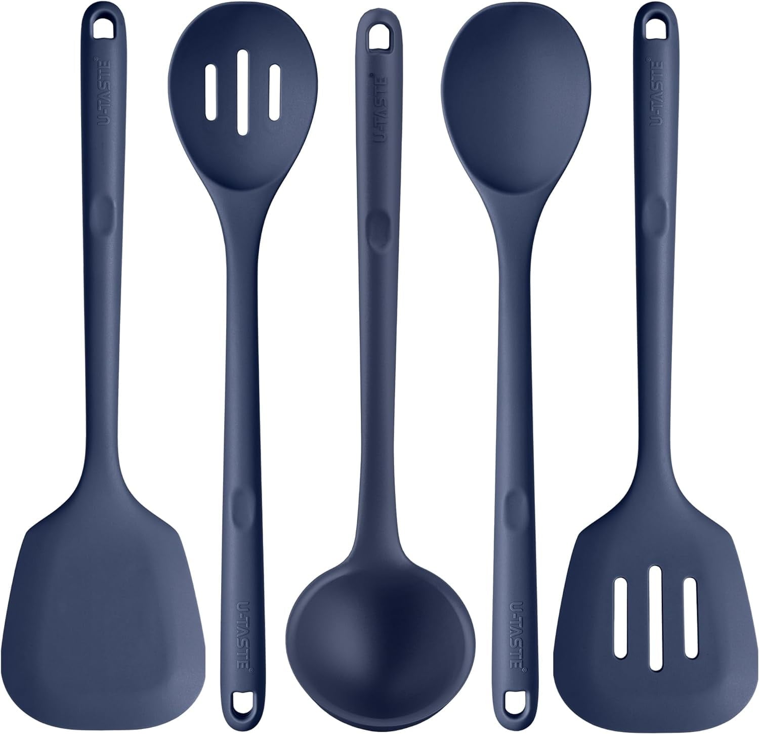 Silicone Kitchen Cooking Utensil Set: Heat Resistant 13.6in Long Kitchen Gadgets, Free Non Stick Rubber Cook Accessor...