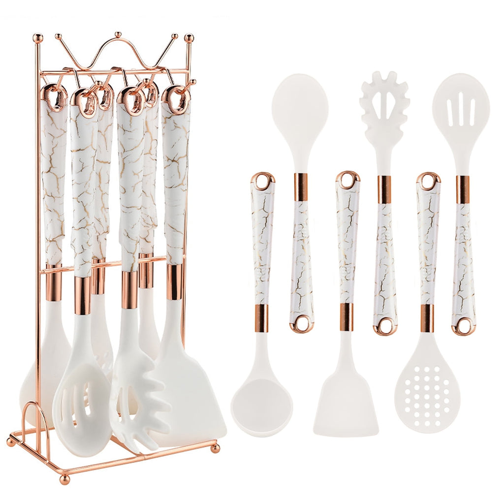 Silicone Kitchen Utensil Set, 7 Pieces Nonstick Cooking Utensil Set with Holder, Heat Resistant Cookware Silicone Spatulas Set, Kitchen Tool