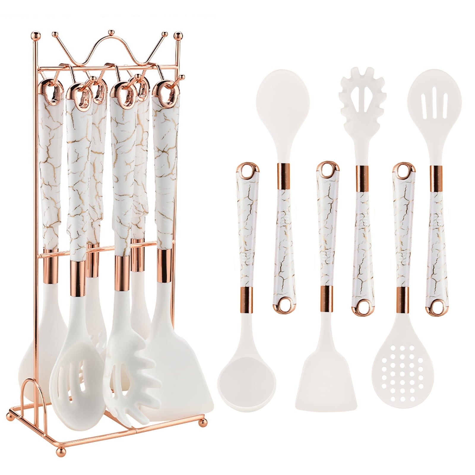 Silicone Kitchen Utensil Set, 7 Pieces Nonstick Cooking Utensil Set with Holder, Heat Resistant Cookware Silicone Spatulas Set, Kitchen Tool