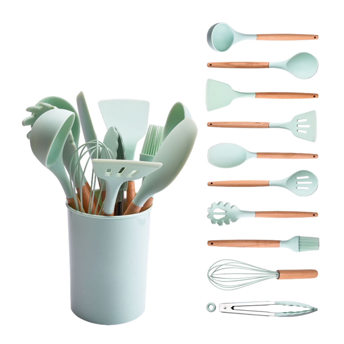Silicone Kitchen Utensils Set ,Non-stick Kitchenware Cooking Tools Spoon Spatula Ladle Egg Beaters Tool Gadget Access...