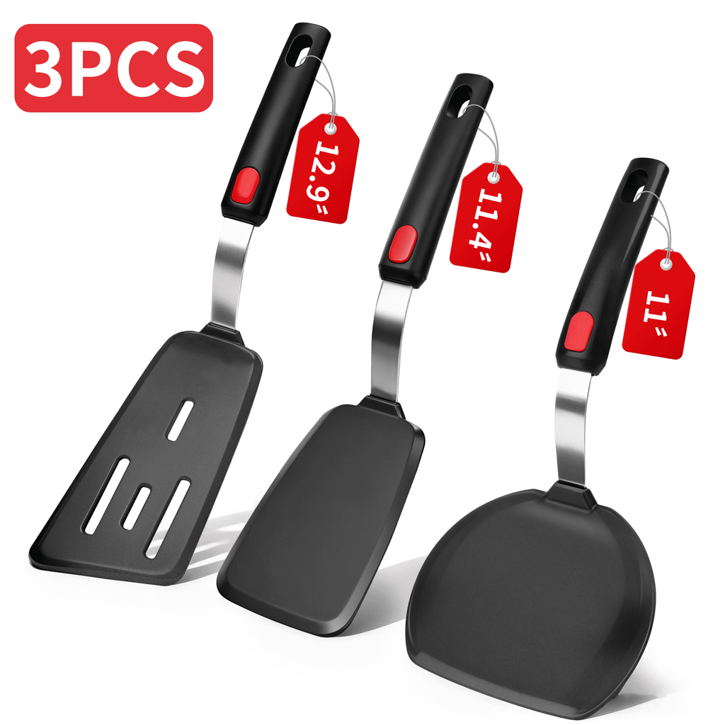 Silicone Spatula Turner Set of 3, 600F Heat Resistant Cooking Spatulas for Nonstick Cookware, MOJINO Large Flexible Kitchen Utensils BPA Fre