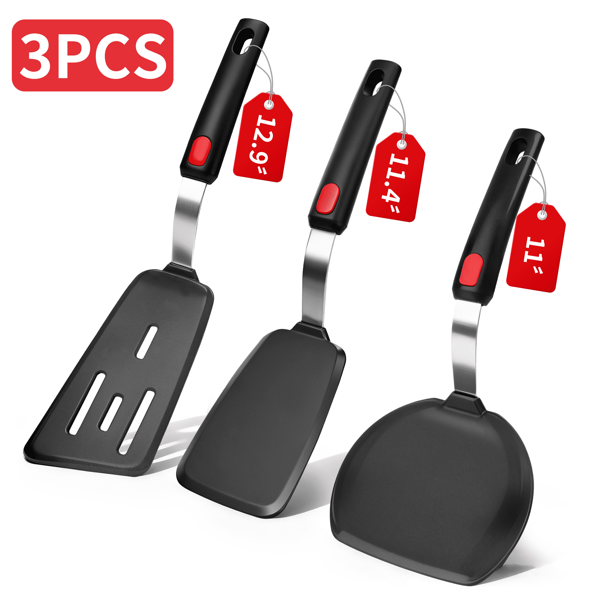 Silicone Spatula Turner Set of 3, 600F Heat Resistant Cooking Spatulas for Nonstick Cookware, MOJINO Large Flexible Kitchen Utensils BPA Fre