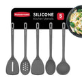 Silicone Kitchen Utensils Set, Heat-Resistant and BPA-Free Cooking Utensils (5 Pieces), Charcoal