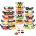 42 Pcs Glass Food Storage Containers Set with Snap Locking Lids, 21 Containers & 21 Lids, Glass Meal Prep Lunch Box C...