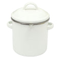 Enamel-on-Steel Grease Strainer with Lid, Linen Speckle