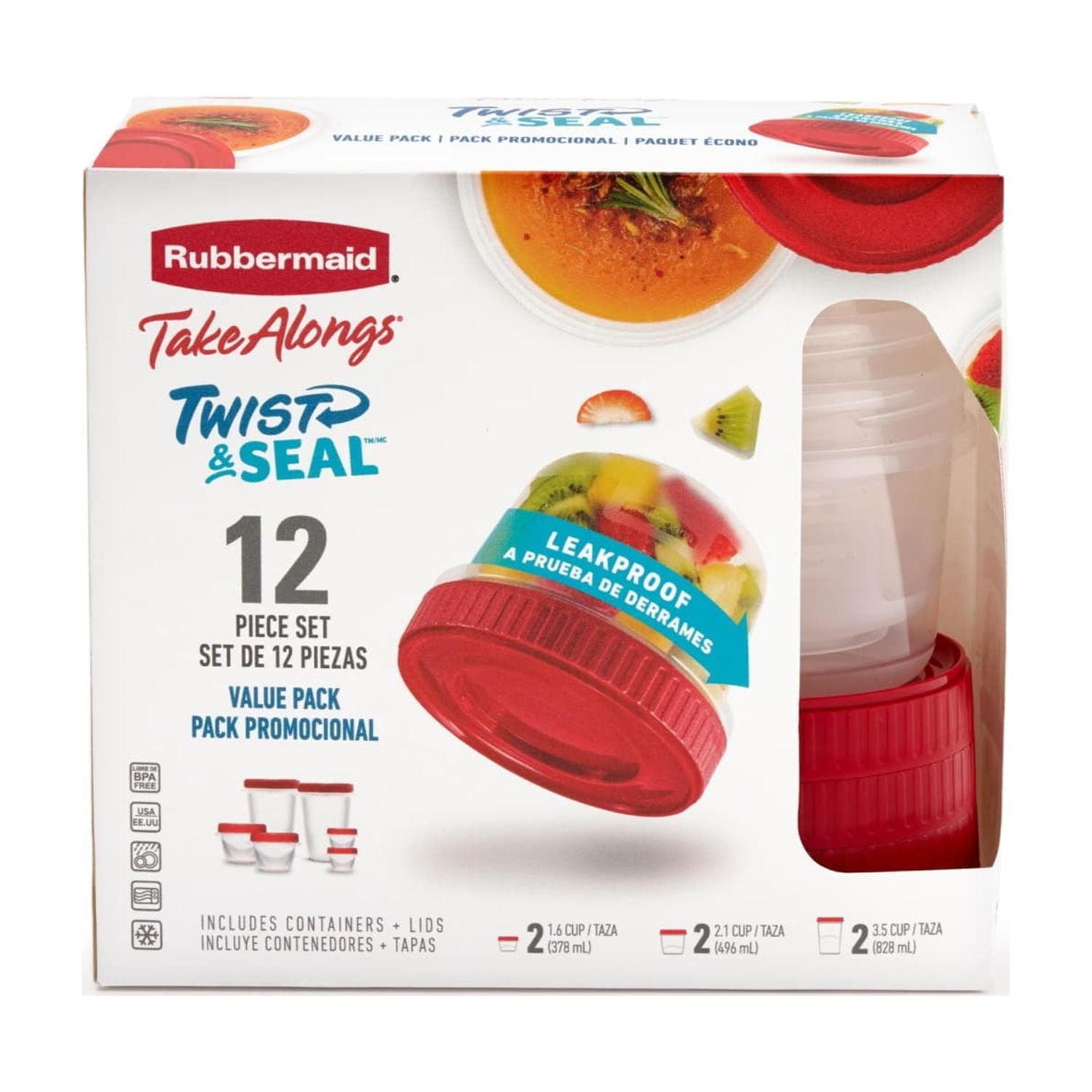 12 Piece Food Storage Set, Red