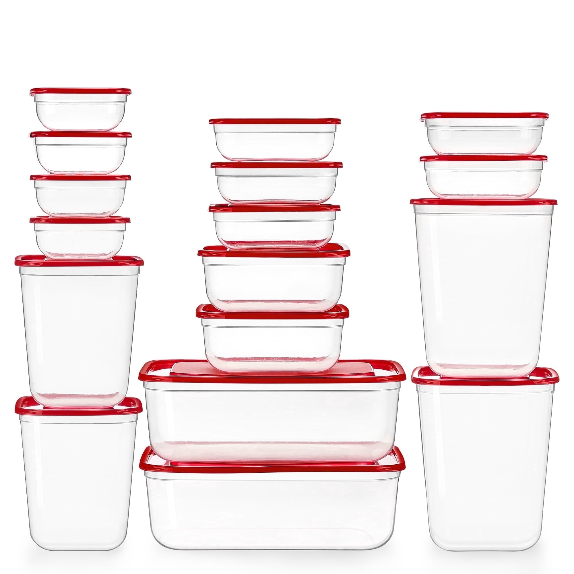 34 Meal Prep Containers, 7-Size ，Plastic Food Storage Containers with Lids for Lunch,Leftover