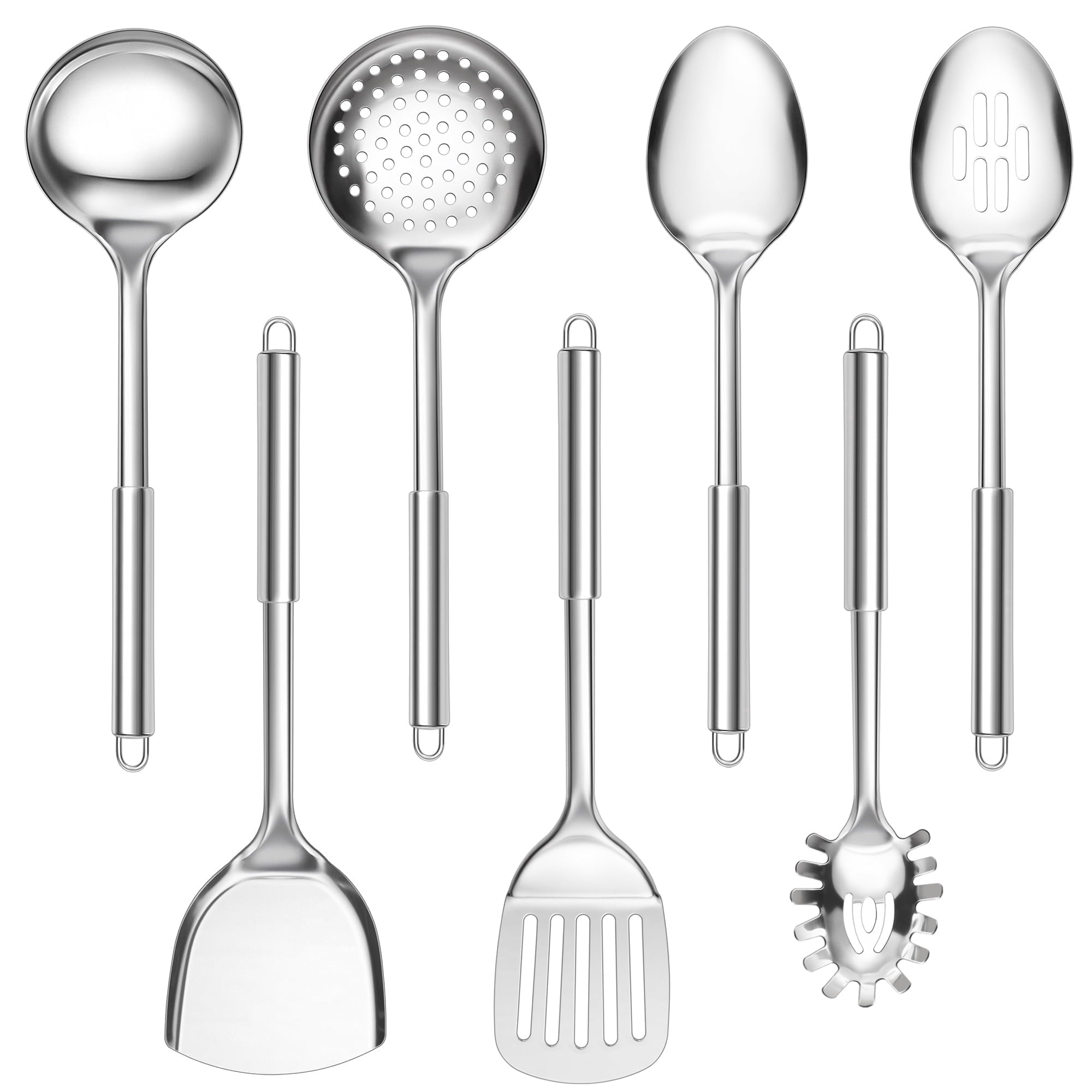 Kitchen Utensils Set, 7 PCS Stainless Steel Cooking Tools, Metal Kitchen Tools Set, Heat Resistant & Dishwasher Safe