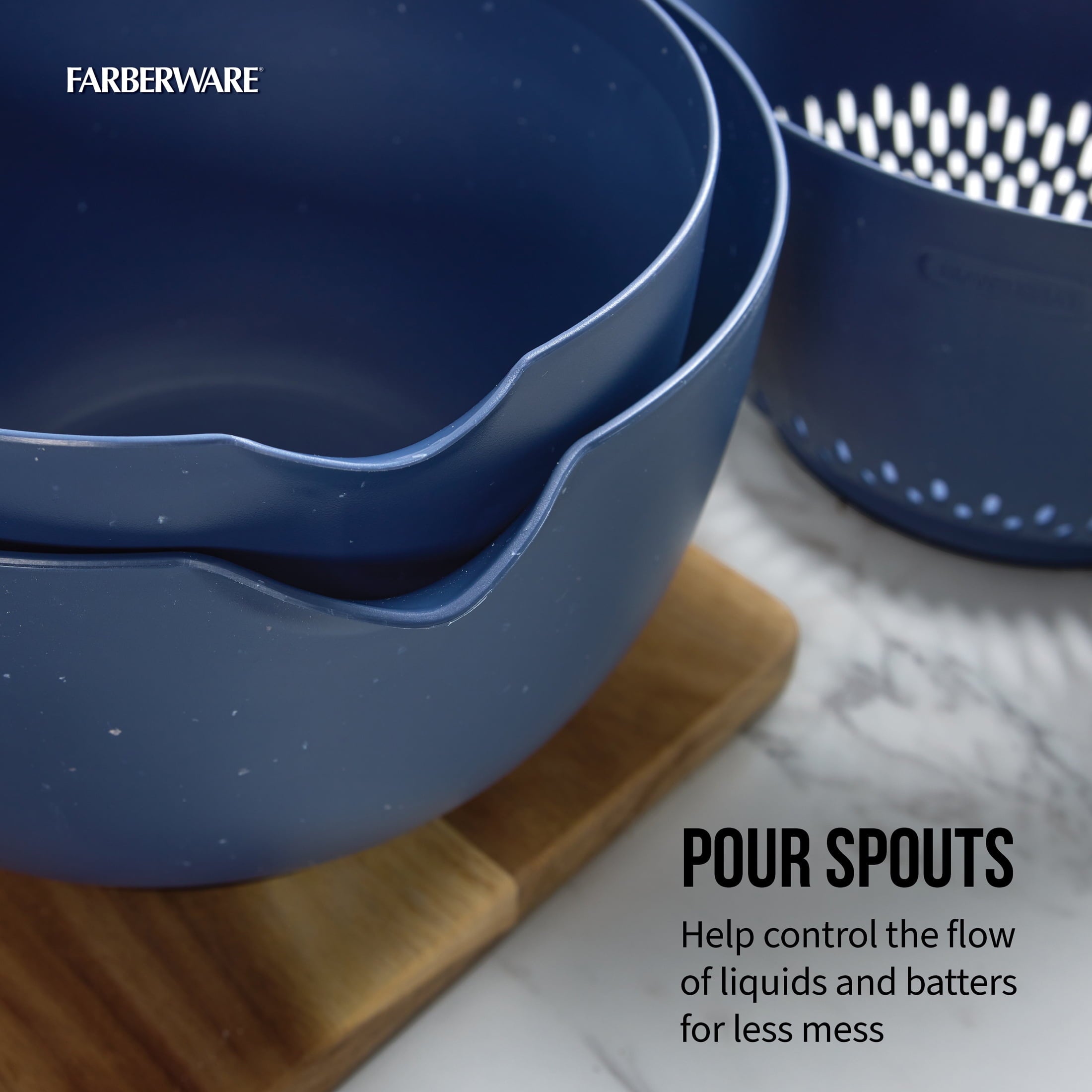 Pro Recycled 3-Piece Bowl Colander Set with Non-Slip Base - Image 5
