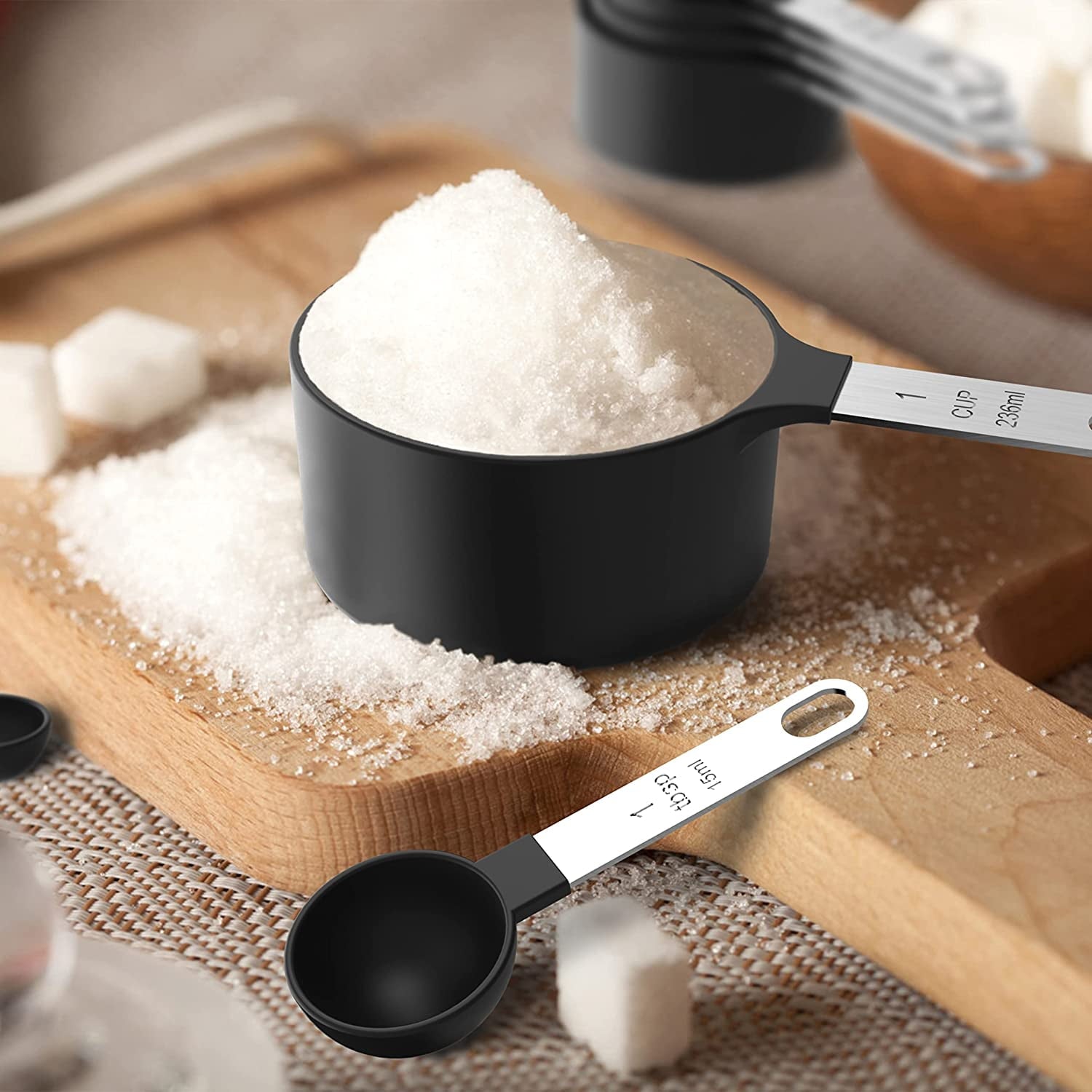 Stainless Steel and Food Safe Plastic Stackable Dishwasher Safe Measuring Cups With 5 Measuring Spoons - Image 5