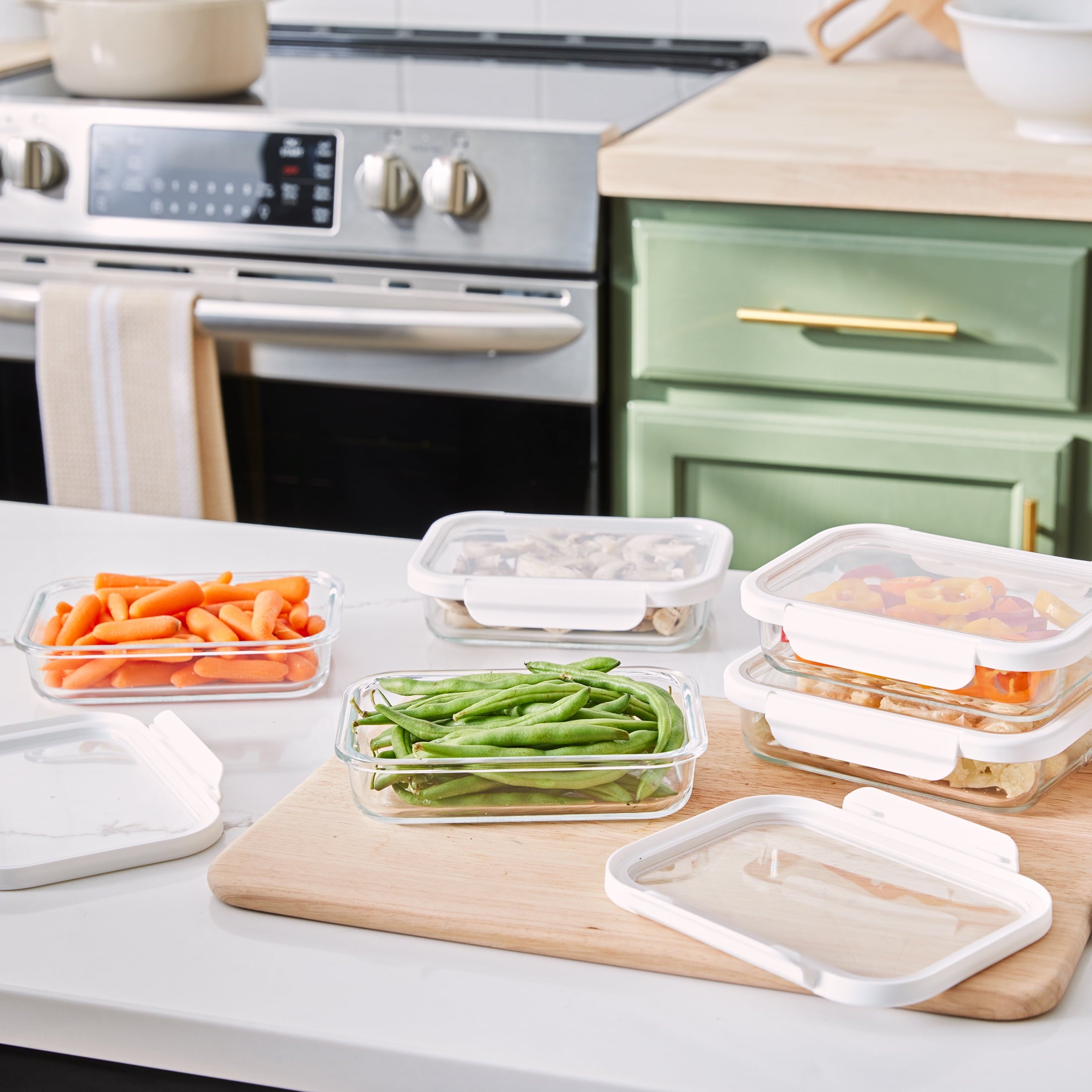 2.3Cup Rectangle Glass Food Storage Container with Tritan Lid. Set of 5, 10 Pieces, Designed to Help with Pantry Stor... - Image 3