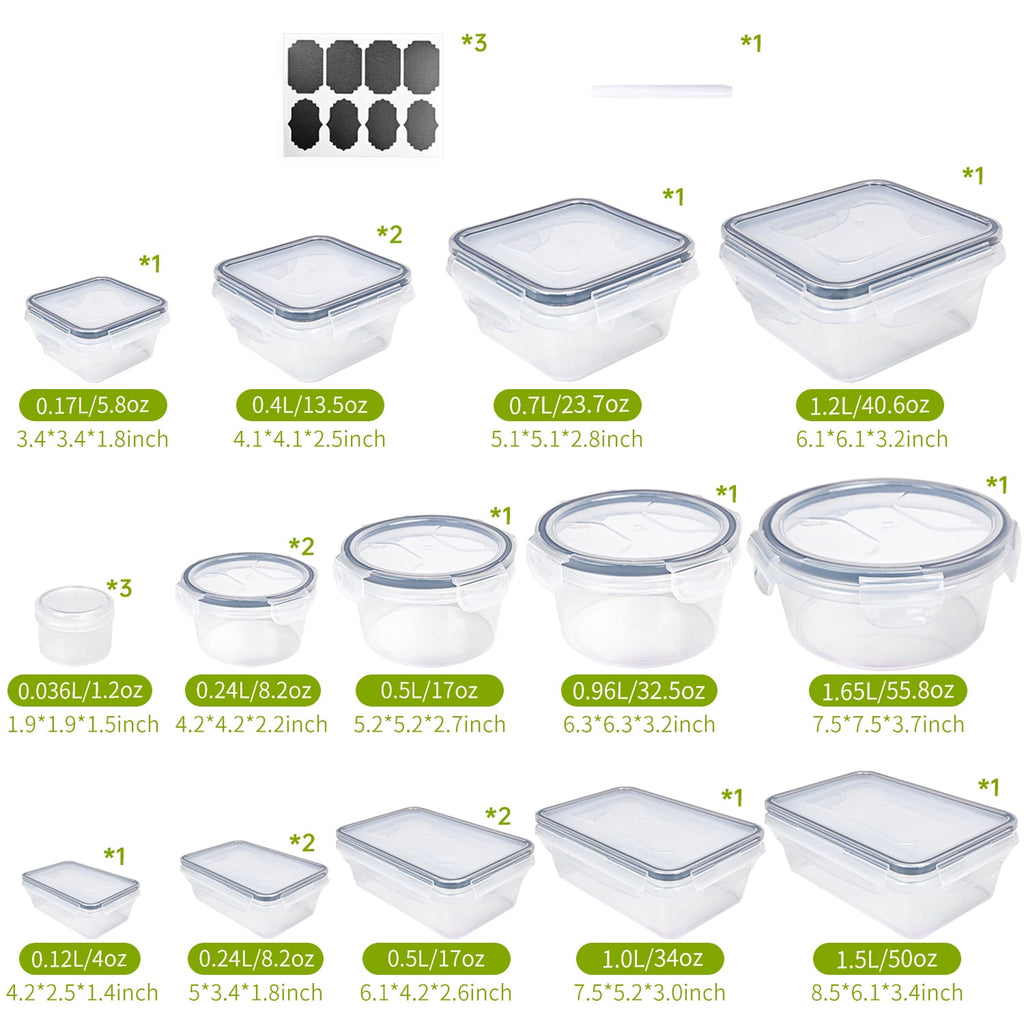 Containers with Airtight Lids: 44 PCS Large Kitchen Containers for Pantry Organizers and , BPA-Free Meal Prep Contain... - Image 2