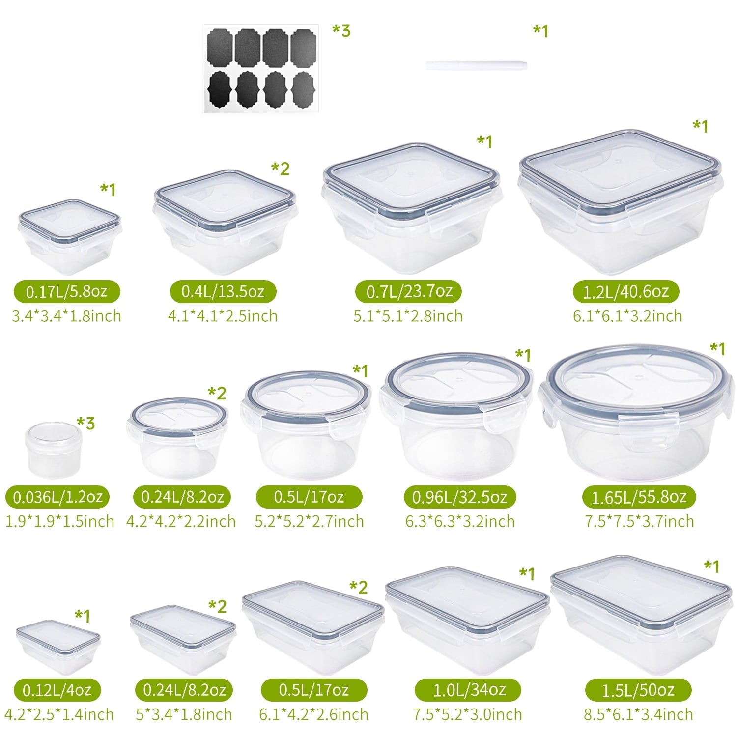 Containers with Airtight Lids: 44 PCS Large Kitchen Containers for Pantry Organizers and , BPA-Free Meal Prep Contain... - Image 2