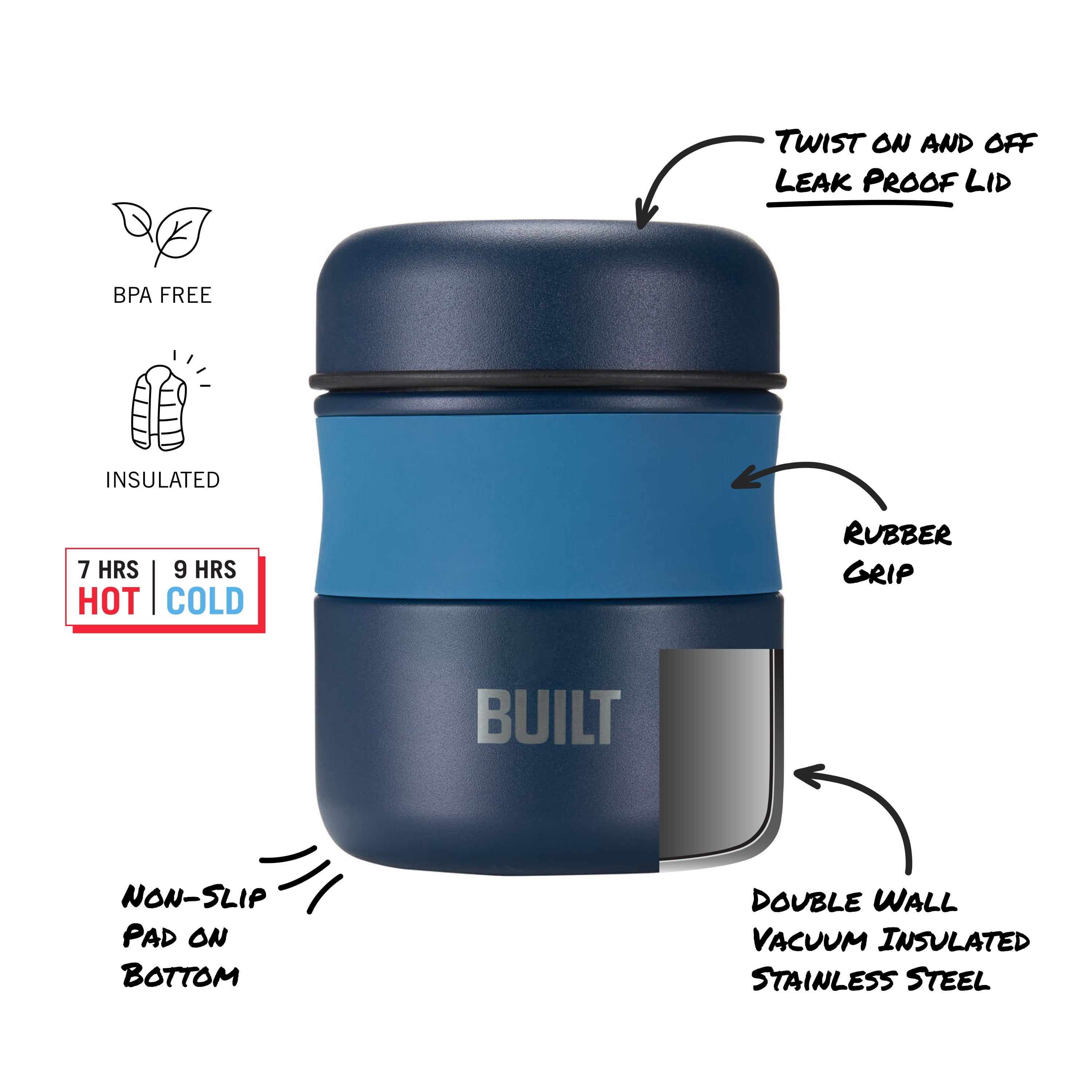 10 oz Double-Wall Vacuum Insulated Food Jar, Blue - Image 4