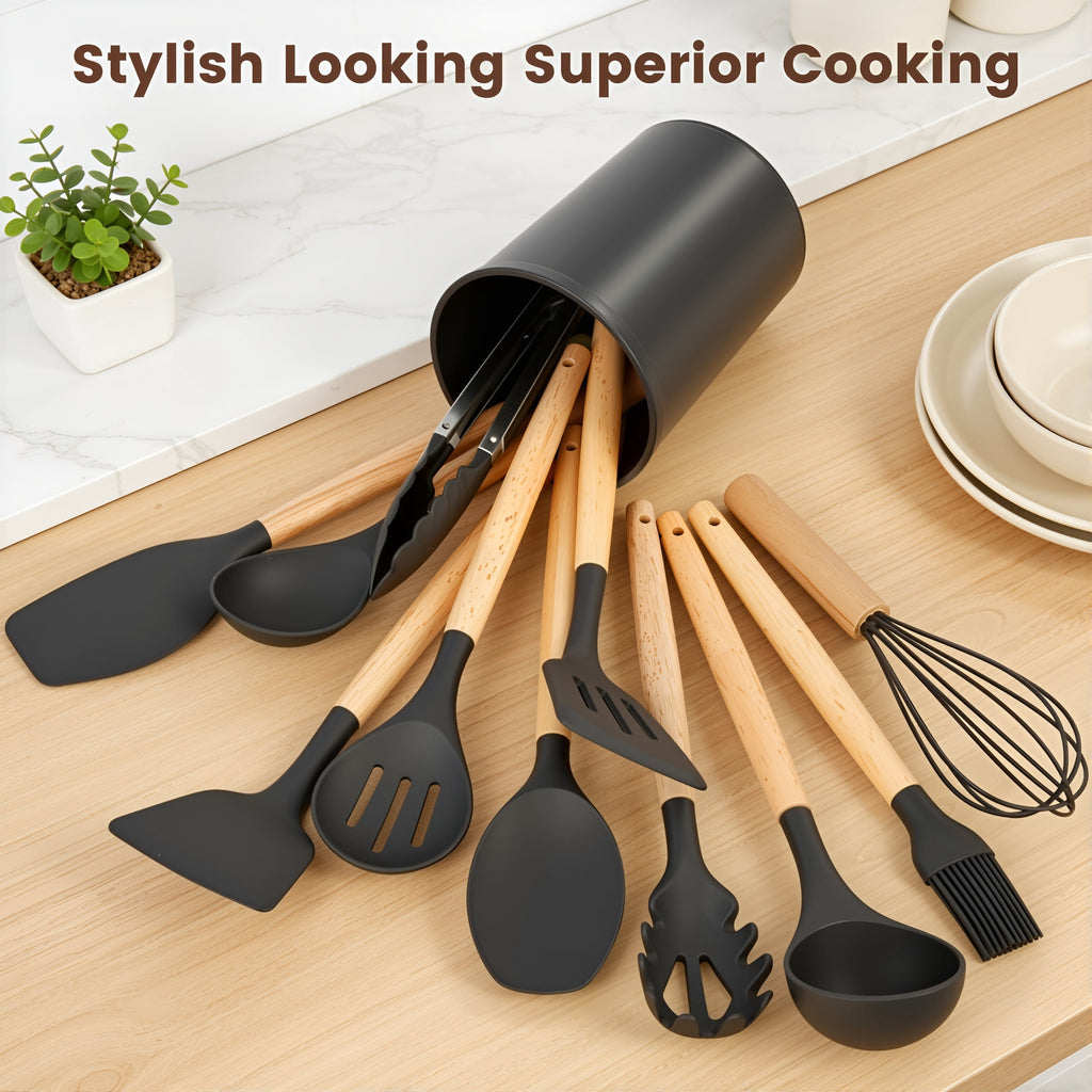 Silicone Cooking Utensils Set, Kitchen Utensils Set 38 Pcs for Cooking, Nonstick Kitchen Utensils Cookware Set Spatul... - Image 6