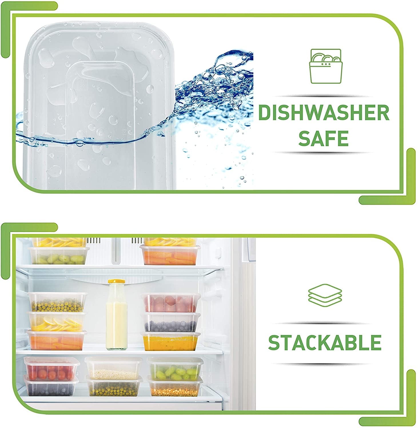 50 pack Plastic Food Storage Container 25 Oz 100% BPA-free - Reusable Plastic Containers with Lids - Image 2